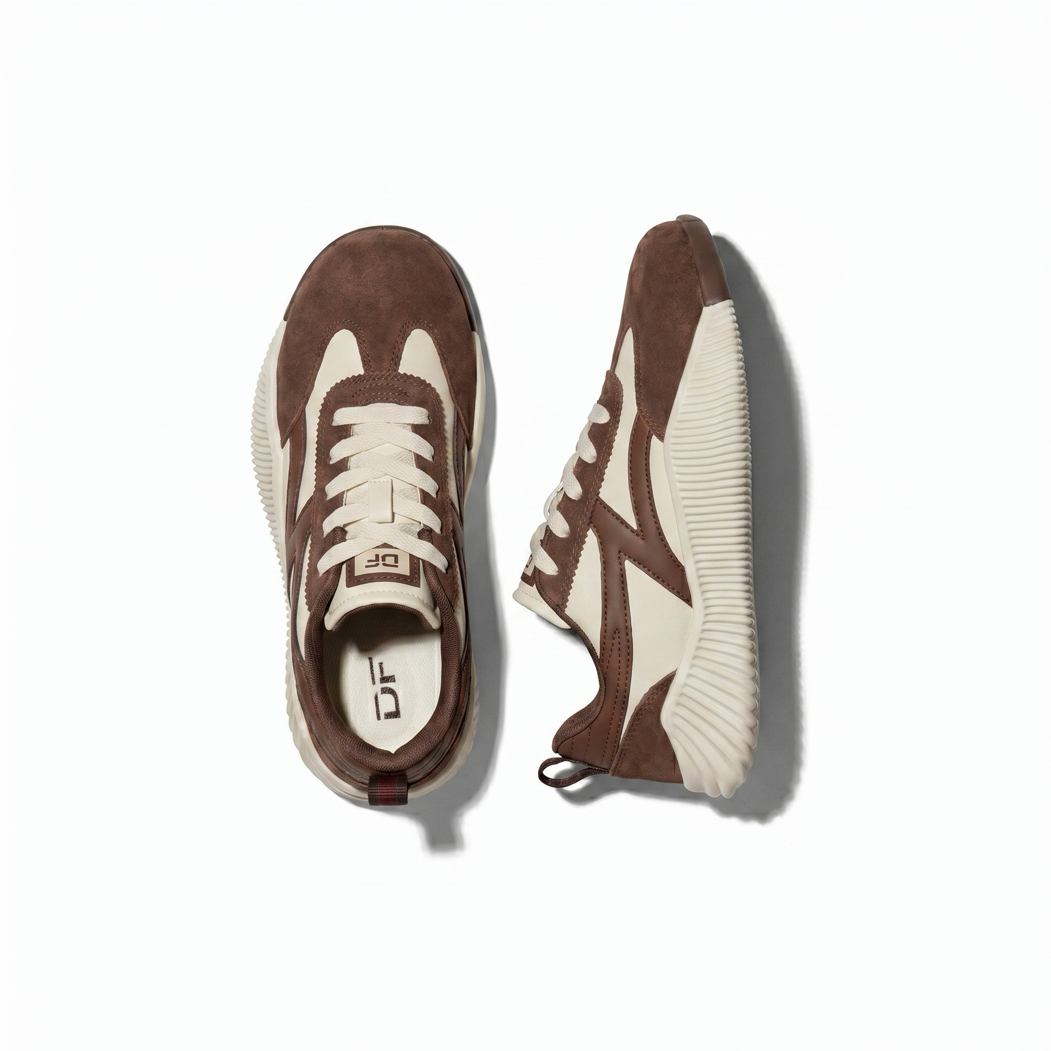 DeFlorance Cloudea 2.0 sneakers in Mocha, top and side view